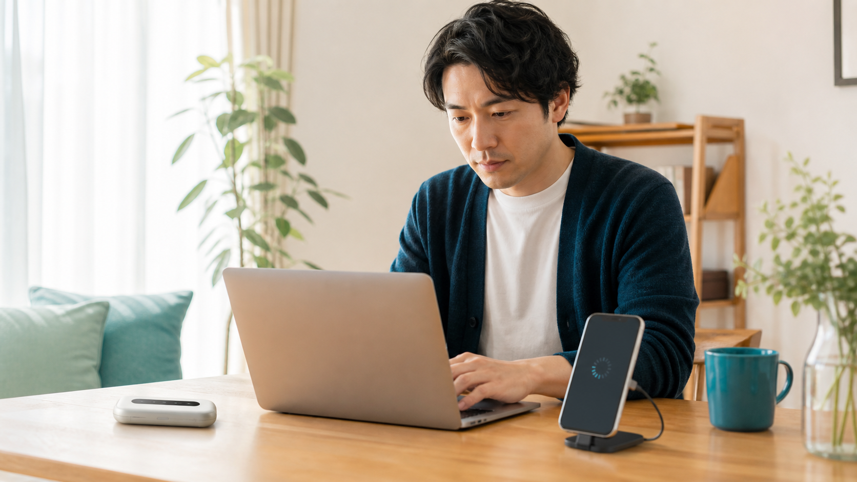 WiMAX利用イメージ｜スマホのテザリングを使う自宅の場面