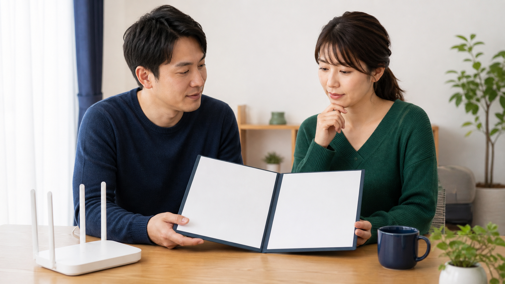 WiMAX契約の引き継ぎを相談する夫婦